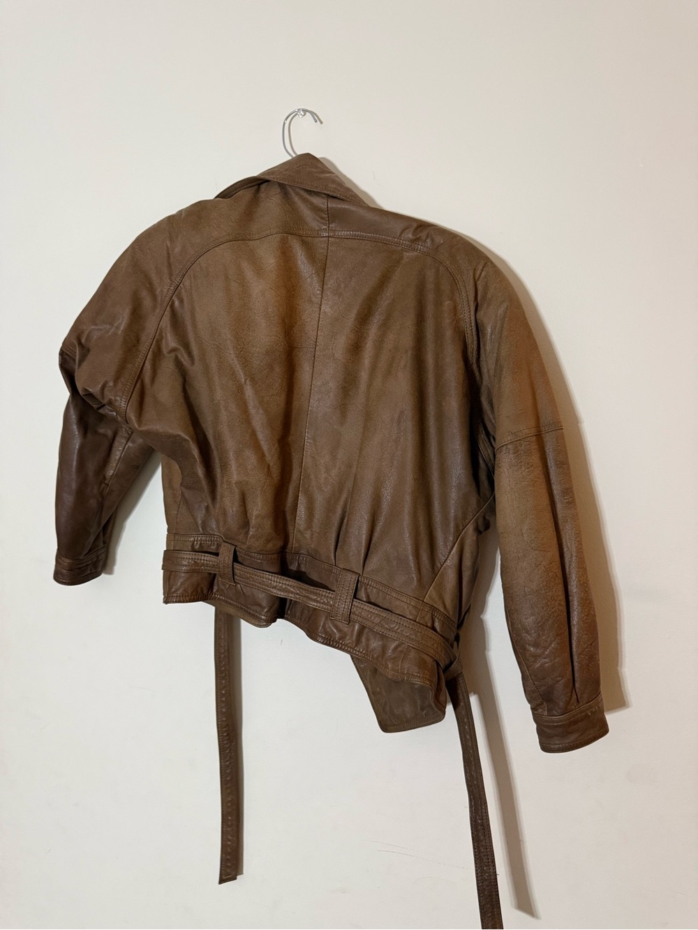 Vintage Woman’s Brown Leather Belted Jacket